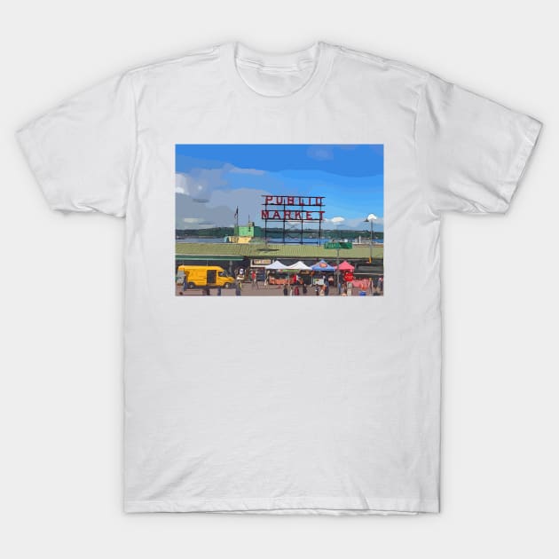 Pikes Place Market T-Shirt by WelshDesigns